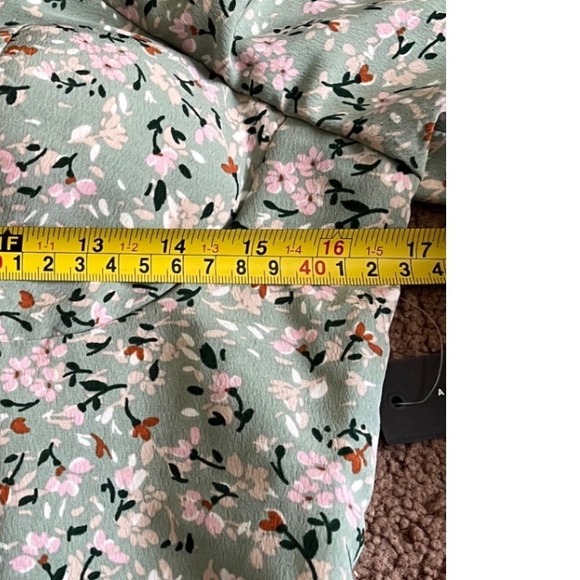 AS U Wish Women's Floral Mini Dress Long Sleeve  Ruffle Hem Sage L NWT - Picture 12 of 13